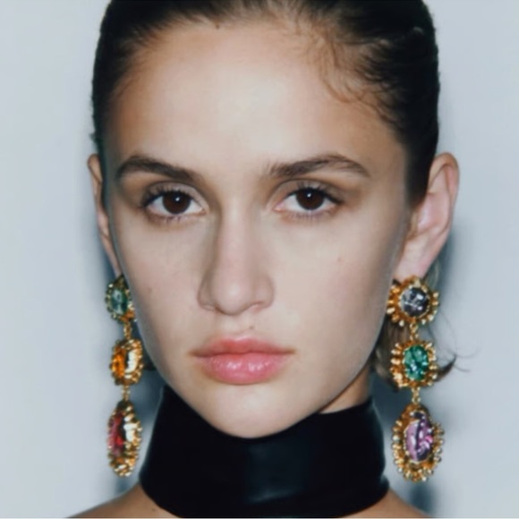 Zara Accessories - NWT ZARA MULTICOLORED RHINESTONE EARRINGS